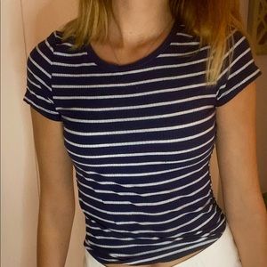 Cute Navy Blue Striped Hollister Tee!